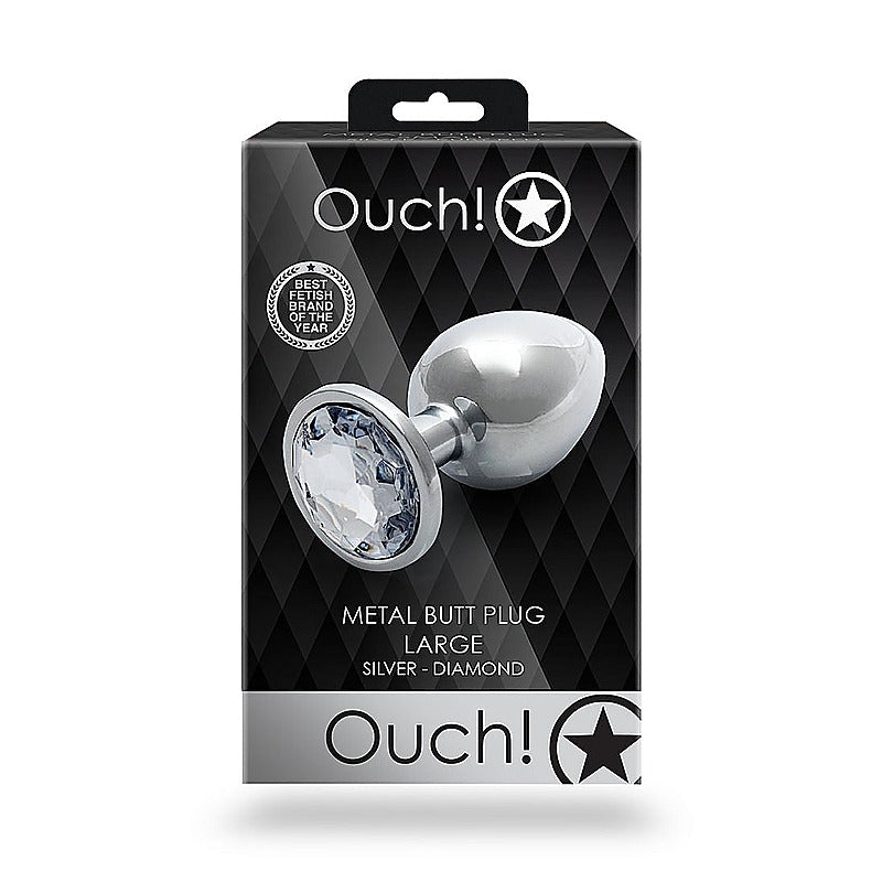 Round Gem Metal Surface Butt Plug Large by Shots Toys - Butt Plugs
