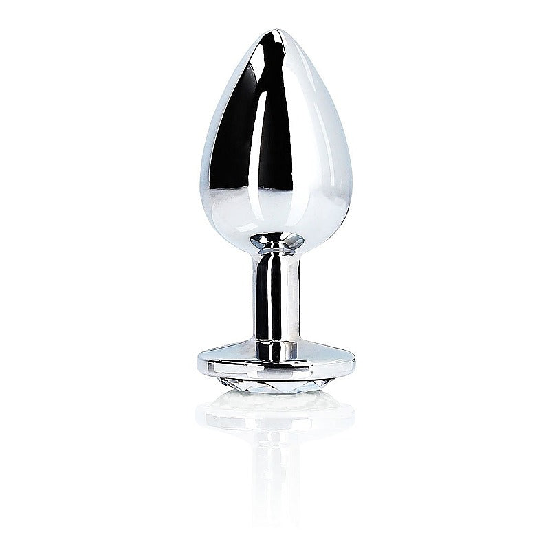 Round Gem Metal Surface Butt Plug Large by Shots Toys - Butt Plugs