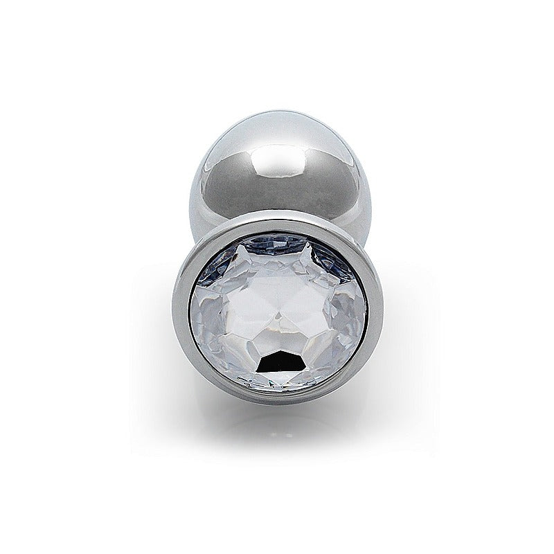 Round Gem Metal Surface Butt Plug Large by Shots Toys - Butt Plugs