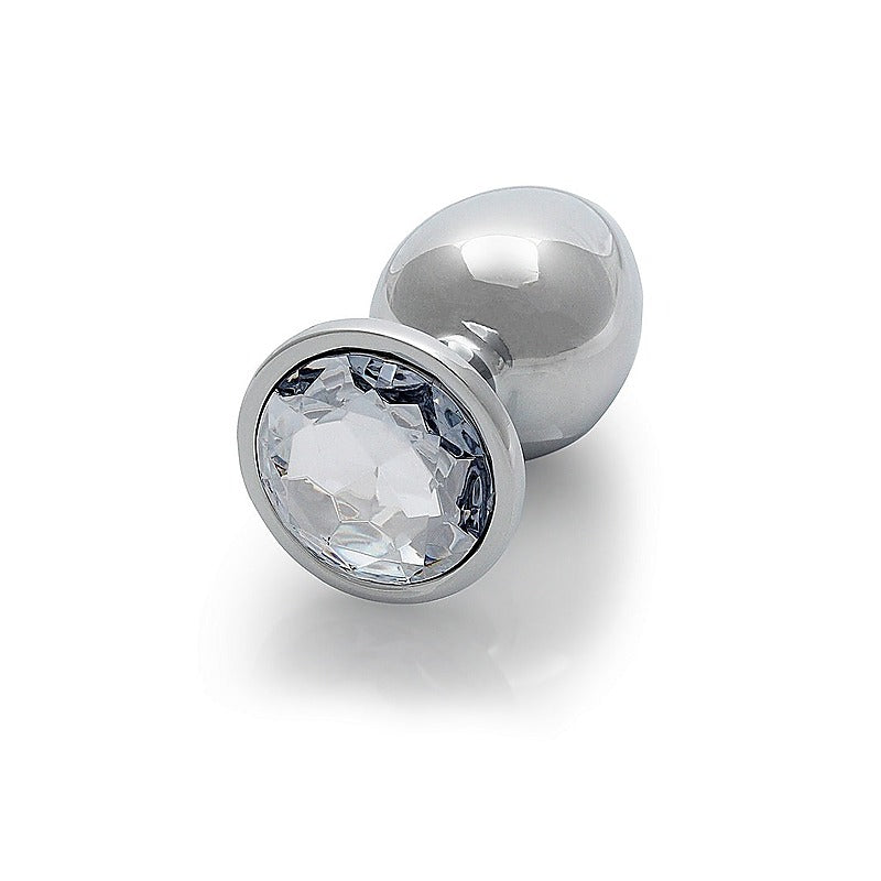 Round Gem Metal Surface Butt Plug Large by Shots Toys - Butt Plugs