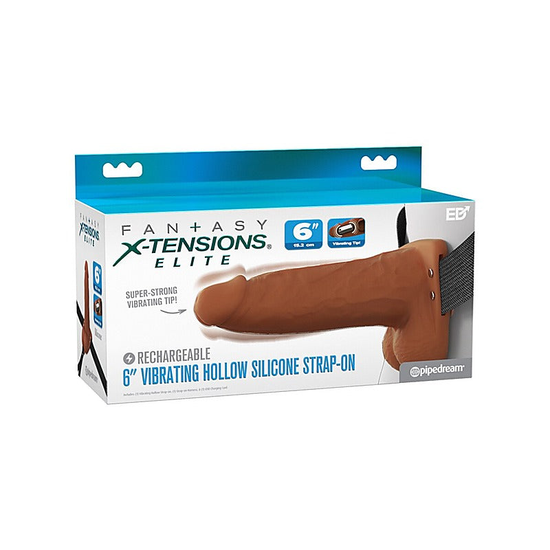 Pipedream Fantasy X-Tensions Elite 6 in. Vibrating Strap-On - Strap On Sextoys