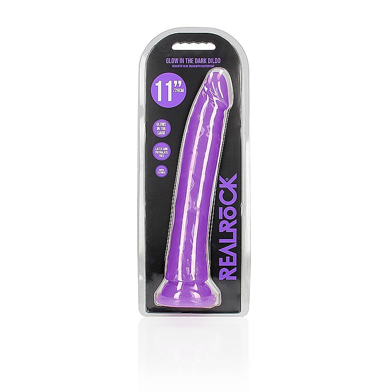 Shots REALROCK 29 cm Slim Glow in the Dark Neon Dong - Realistic Dildos