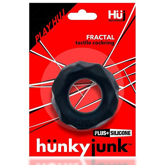 Hunkyjunk Fractal Tactile Cock Ring Tar Ice - Cock Rings