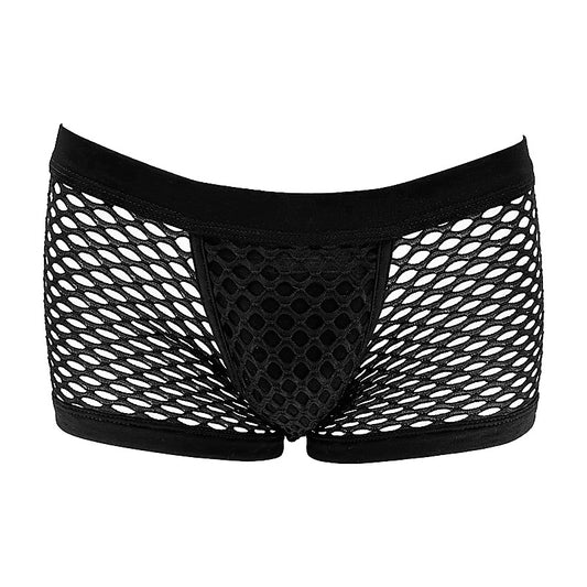Love In Leather Mens Mesh Sexy Boyshort Black - Mens Briefs And Boxers