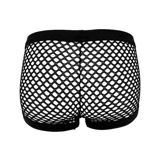 Love In Leather Mens Mesh Sexy Boyshort Black - Mens Briefs And Boxers