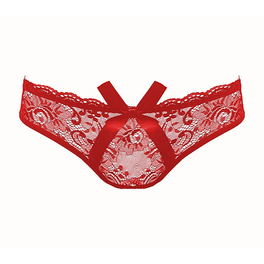 Love In Leather Sexy Womens Full Lace Crotchless Panties - G-Strings, Panties and Shorts
