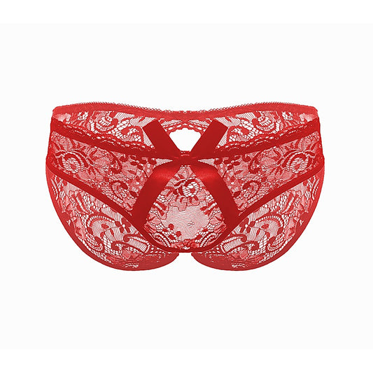 Love In Leather Sexy Womens Full Lace Crotchless Panties - G-Strings, Panties and Shorts