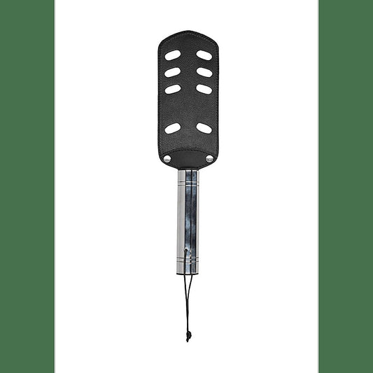 Shots Toys Slotted Leather Bondage Spcnking Paddle - Paddles And Slappers