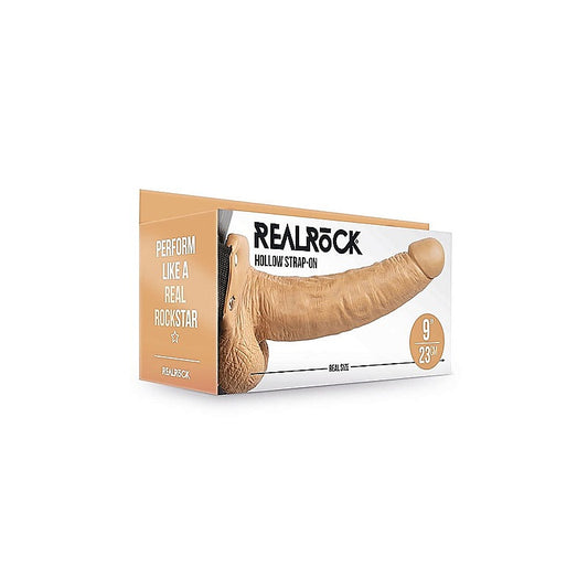 Shots Toys RealRock Hollow Strapon with Balls 23 cm - Strap On Sextoys