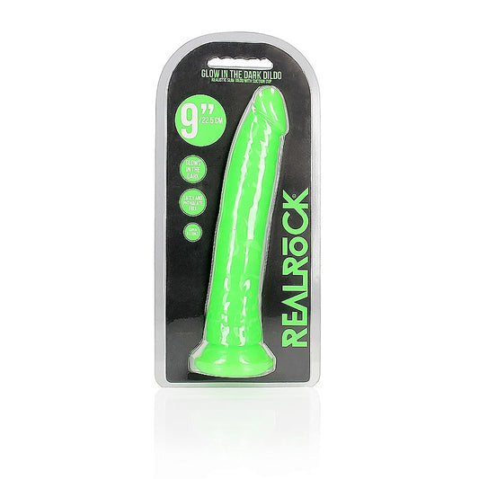 Shots Toys 9 Inch Slim Glow in the Dark Neon Dildo - Realistic Dildos