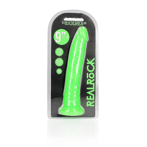 Shots Toys 9 Inch Slim Glow in the Dark Neon Dildo - Realistic Dildos