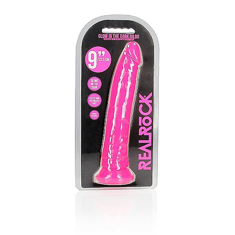 Shots Toys 9 Inch Slim Glow in the Dark Neon Dildo - Realistic Dildos