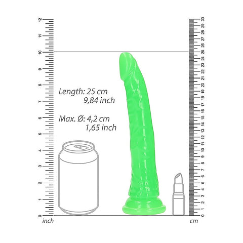 Shots Toys 9 Inch Slim Glow in the Dark Neon Dildo - Realistic Dildos