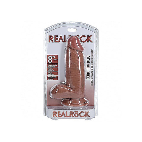 RealRock Extra Thick Straight Dong with Balls by Shots Toys - Realistic Dildos