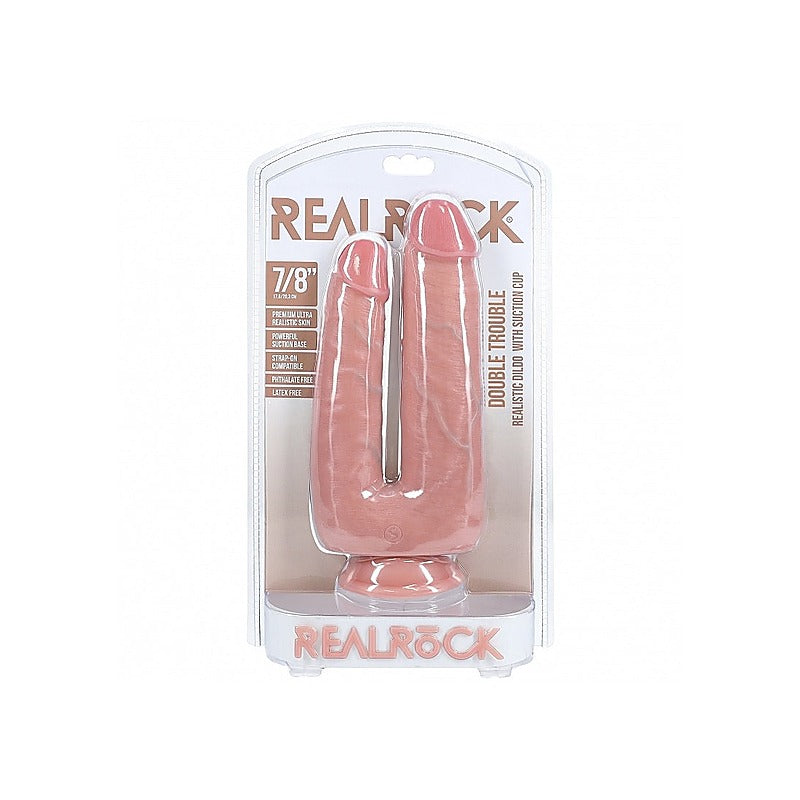 RealRock Ultra Realistic Skin Double Trouble Dildo 7/8 Inch - Realistic Dildos