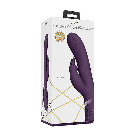 May Rechargeable Silicone Dual Pulse Wave Rabbit Vibe - Rabbit Vibrators