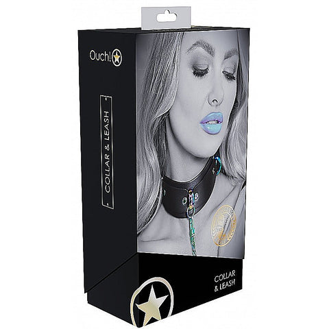 Ouch! Venice Collection BDSM Collar with Leash by Shots Toys - Collars and Leads