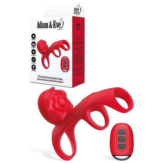 Adam & Eve VIBRATING ROSE COUPLES CAGE with Wireless Remote - Male Chastity