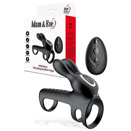 Adam & Eve WILD HARE Remote Control Vibrating Penis Cage - Male Chastity