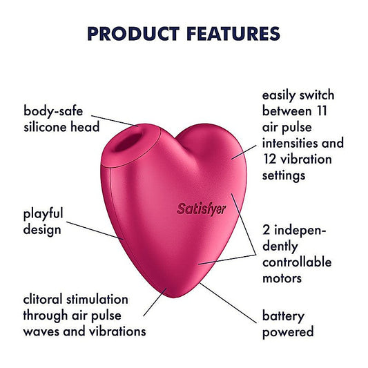 Satisfyer Cutie Heart Battery Operated Air Pulse Clit Vibe - Clit Ticklers and Pulsators