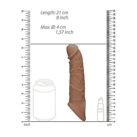 REALROCK 8 Inch Realistic Penis Extender with Cock Rings - Penis Sleeves and Extenders