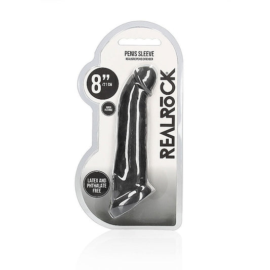 Shots REALROCK 8 Inch Realistic Penis Extender with Rings - Penis Sleeves and Extenders
