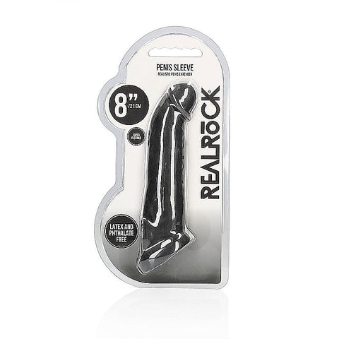 REALROCK 8 Inch Realistic Penis Extender with Cock Rings - Penis Sleeves and Extenders