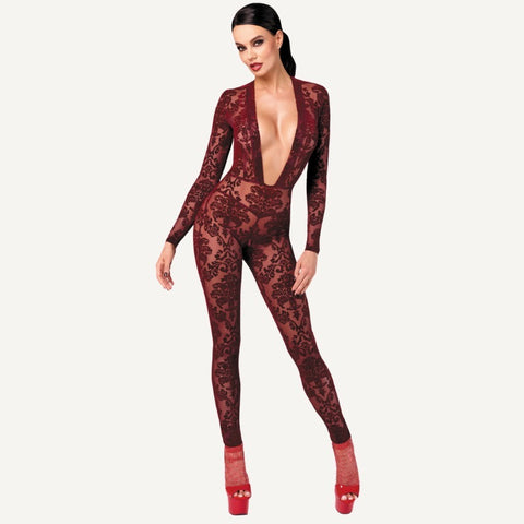 Kink Royal V Neck Catsuit Bodysuit by Noir Handmade - Teddies and Bodysuits
