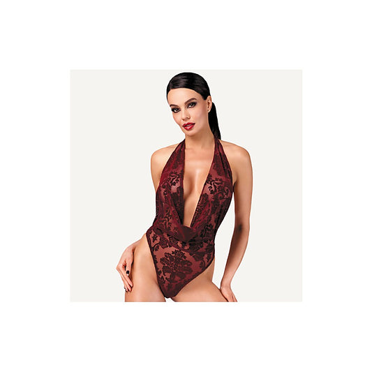 Noir Handmade Kink Royal Draped Plunge Womens Bodysuit Red - Teddies and Bodysuits