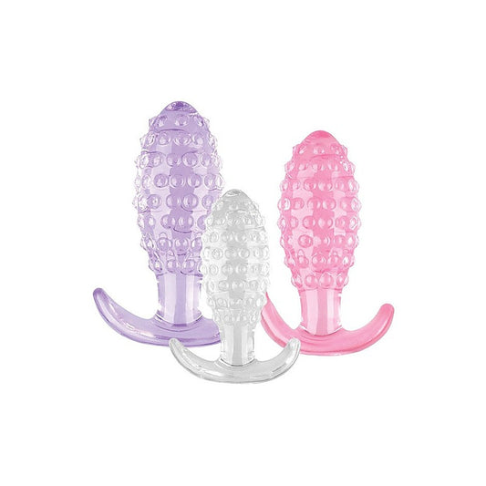 Hott Products Crystal Ballers 3 Piece Silicone Anal Plug Set - Butt Plugs