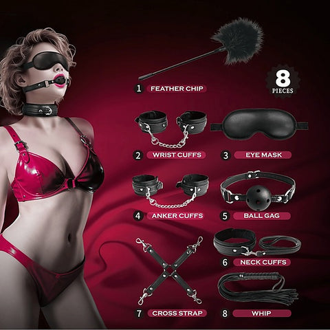 Baile 8-Piece Bondage Play Adult Toys Set - Bondage Kits