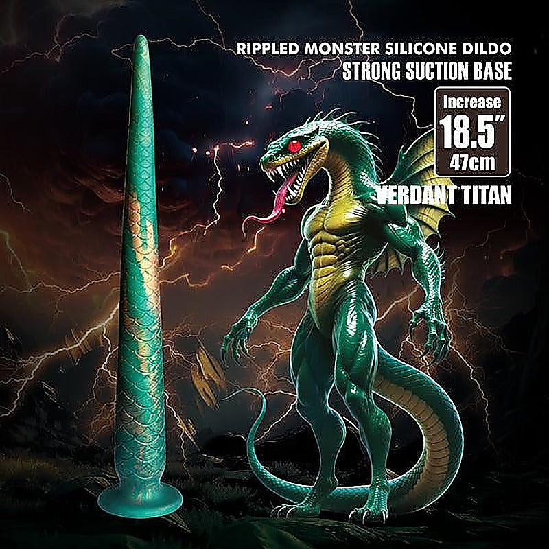 Verdant Titan 18.5 Inch Monster Silicone Dildo by Baile - Realistic Dildos