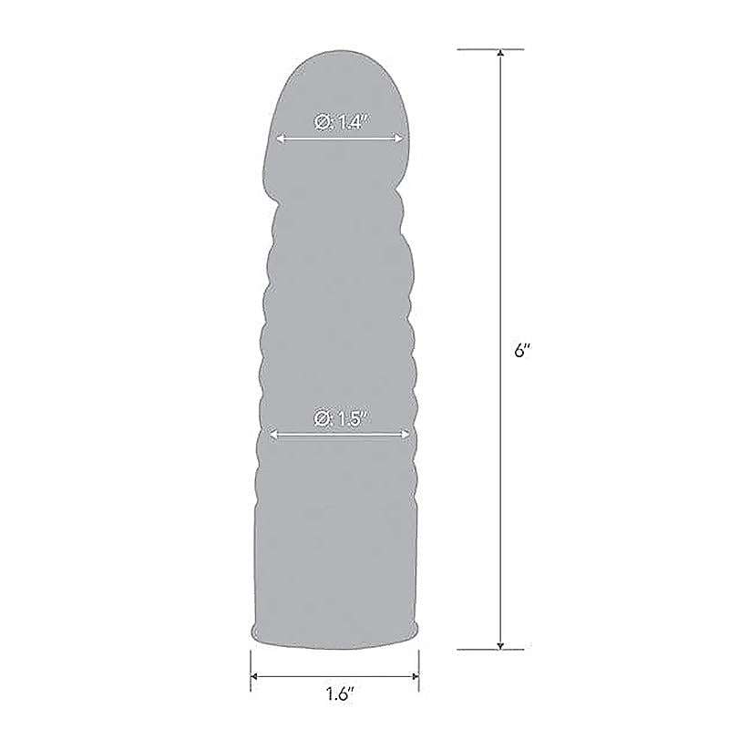 Blue Line 6 Inch Ribbed Realistic Penis Extension Sleeve - Penis Sleeves and Extenders