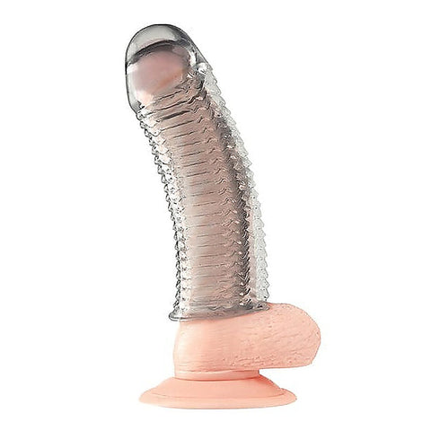 Blue Line 6.5 Inch Clear Textured Penis Enhancing Sleeve - Penis Sleeves and Extenders