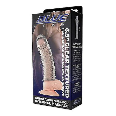 Blue Line 6.5 Inch Clear Textured Penis Enhancing Sleeve - Penis Sleeves and Extenders