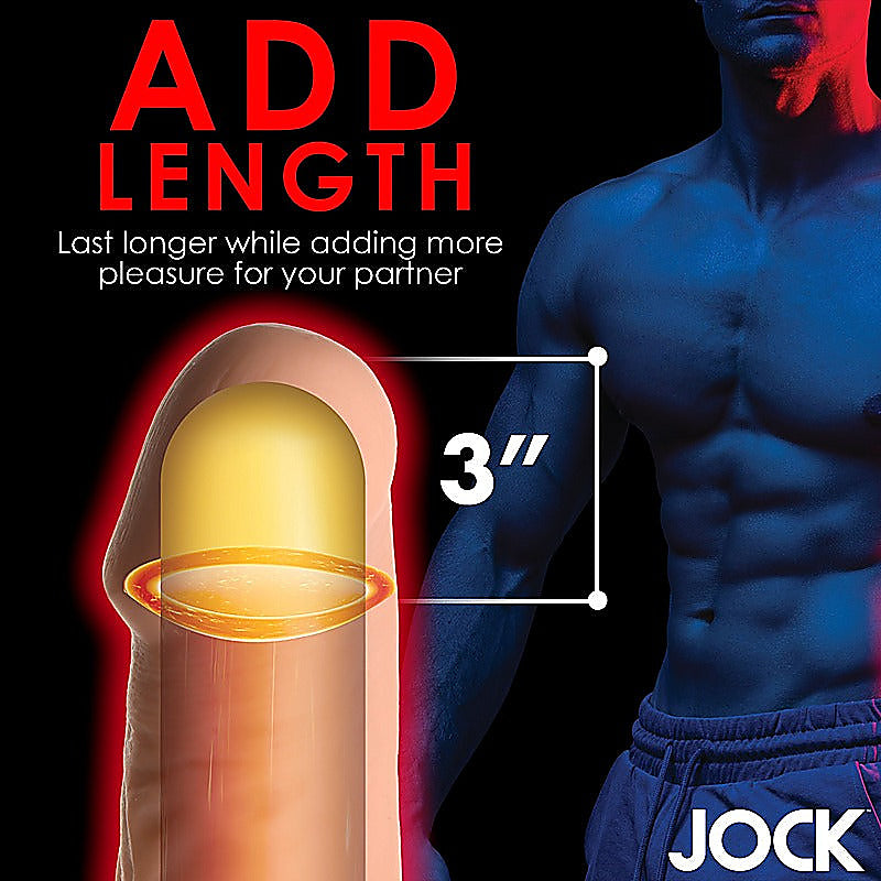 JOCK Extra Long 3 Inch Penis Extension Sleeve by Curve Toys - Penis Sleeves and Extenders