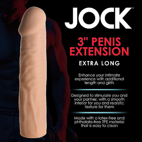 JOCK Extra Long 3 Inch Penis Extension Sleeve by Curve Toys - Penis Sleeves and Extenders