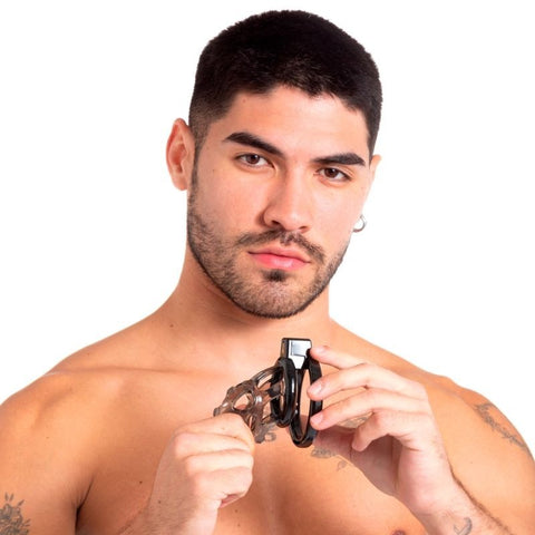 Gladiator Size 1 Soft Cock Cage with Pussification Plug - Male Chastity