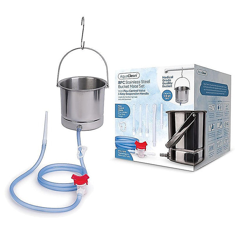 AquaClean 8PC Stainless Steel Bucket Mate Set by Xgen - Enemas and Douches