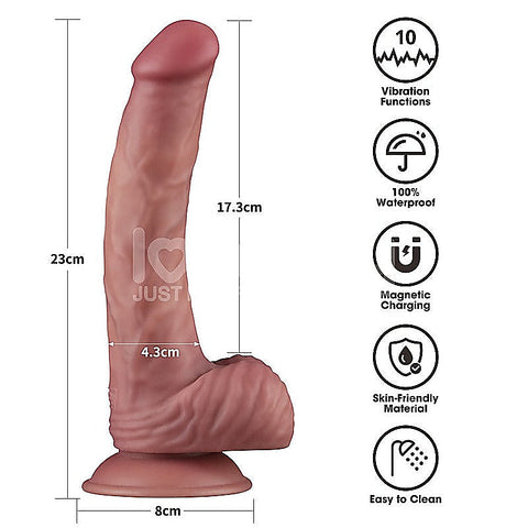 Dual Density 9 Inch Vibrating Realistic Power Cock - Vibrating Dildos