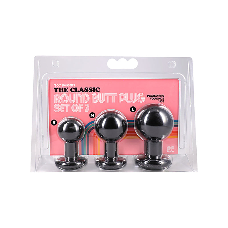 The Classic Round 3 Piece Butt Plug Set by Doc Johnson - Butt Plugs