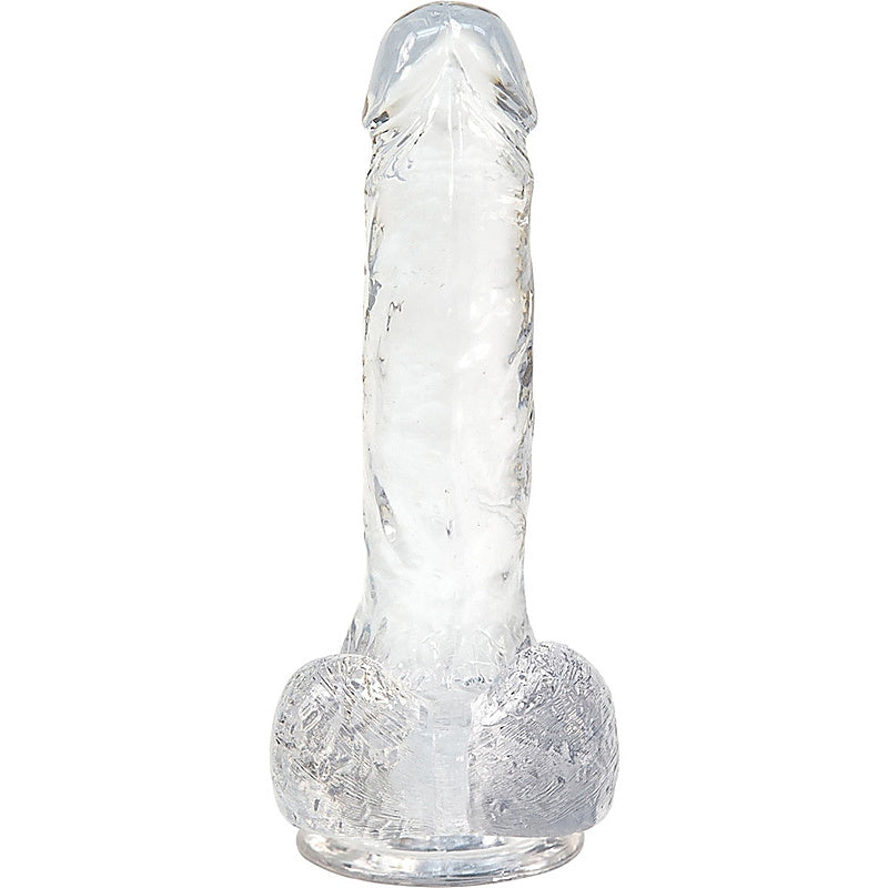 Crystal Addiction 7 Inch Clear Dildo with Balls - Vibrating Dildos