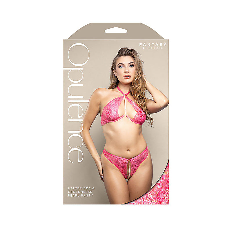 OPULENCE Halter Bra & Crotchless Panty by Fantasy Lingerie - Bras and Bra Sets