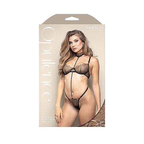 OPULENCE Bra & Panty with Pearl Harness by Fantasy Lingerie - Bras and Bra Sets