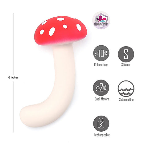 ALICE USB Rechargeable Dual Vibrating Mushroom Vibe - Personal Massagers