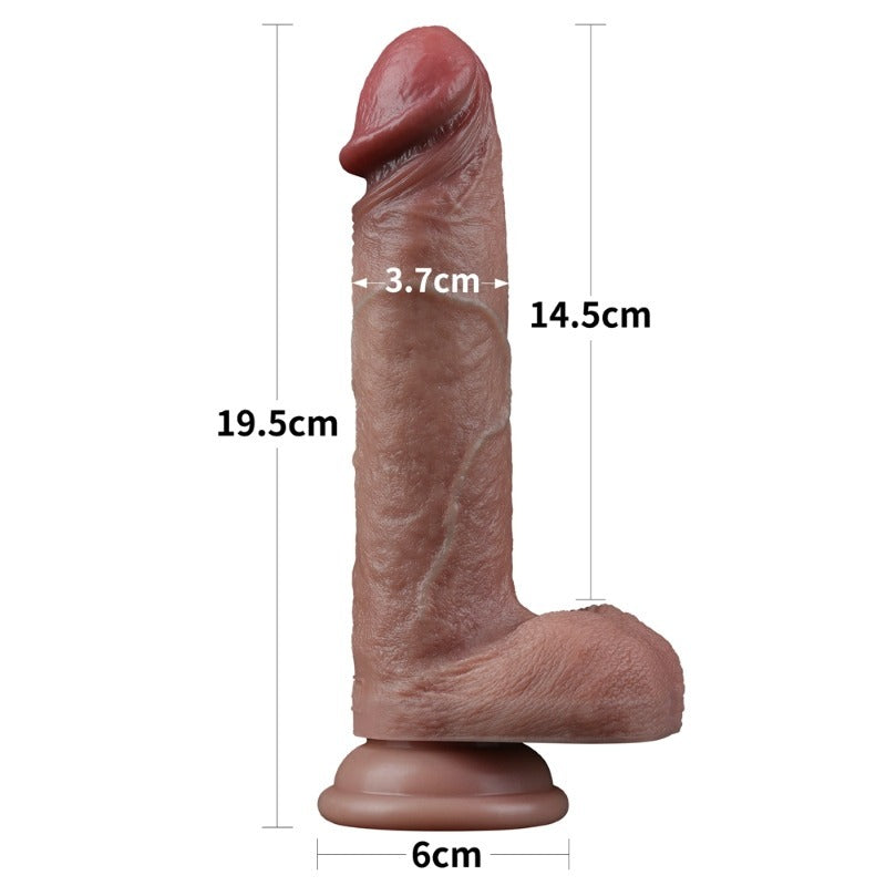 Realistic Dual Layered Silicone Dildo with Balls Suction - Realistic Dildos