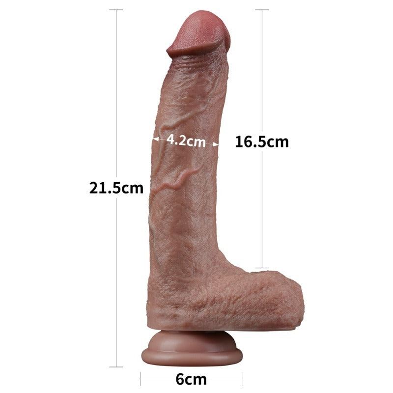 Realistic Dual Layered Silicone Dildo with Balls Suction - Realistic Dildos