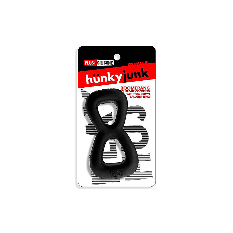 Boomerang Double Cockring Ball Stretcher by Hunkyjunk - Ball Stretchers and Crushers