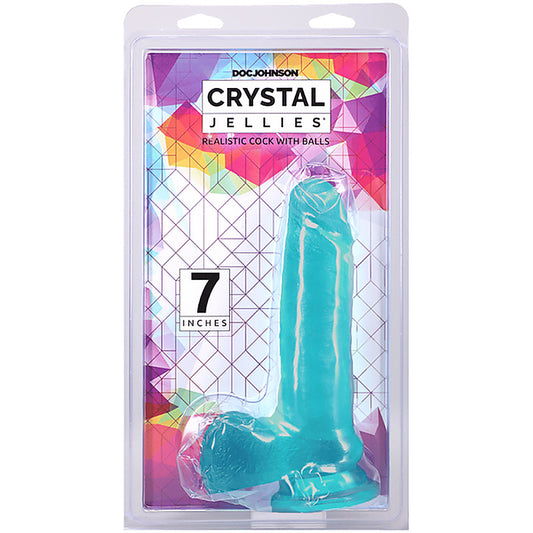 Doc Johnson Crystal Jellies Realistic Cock with Balls Teal