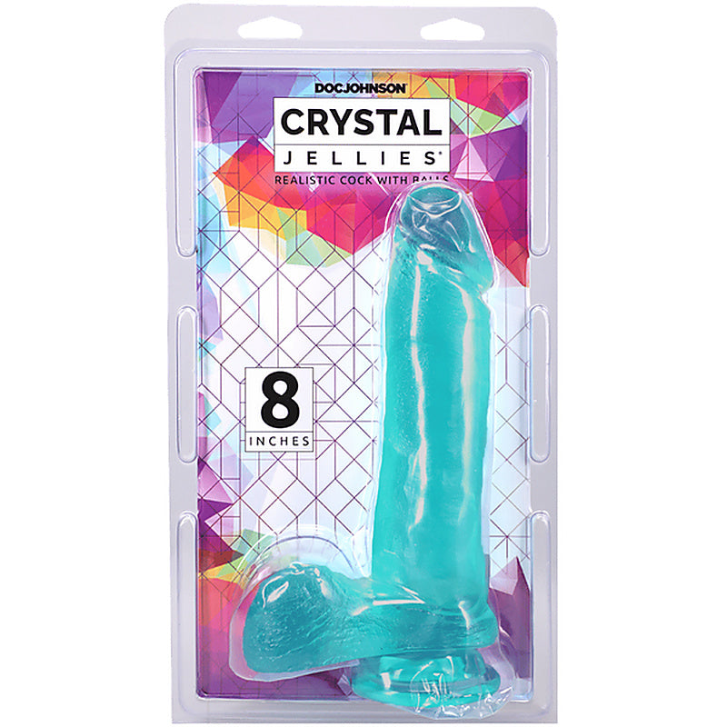 Crystal Jellies Realistic Cock with Balls Teal - Realistic Dildos